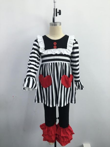 

new arrival 2019 valentine's day outfit children girl winter clothing set, White