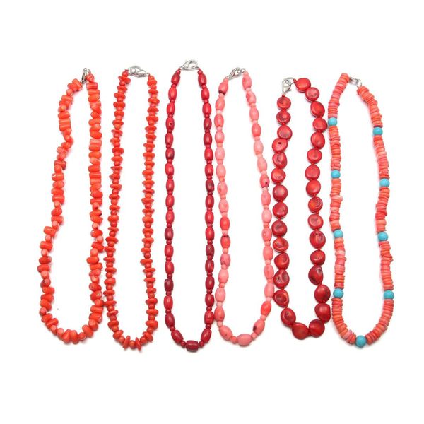 

1pcs natural stone coral beads fashion necklace choker for women charms jewelry irregular coral beaded necklace gifts 48cm, Silver