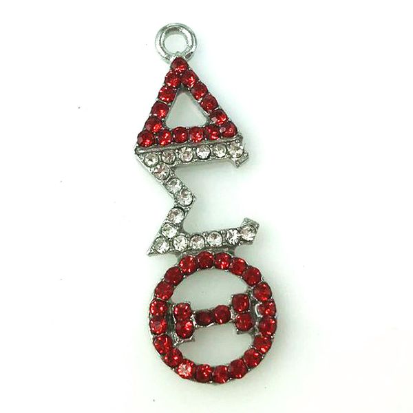 

dst greek delta sigma theta sorority crystal charm pendant for diy bracelet necklace earrings key chain jewelry 10pcs, Bronze;silver