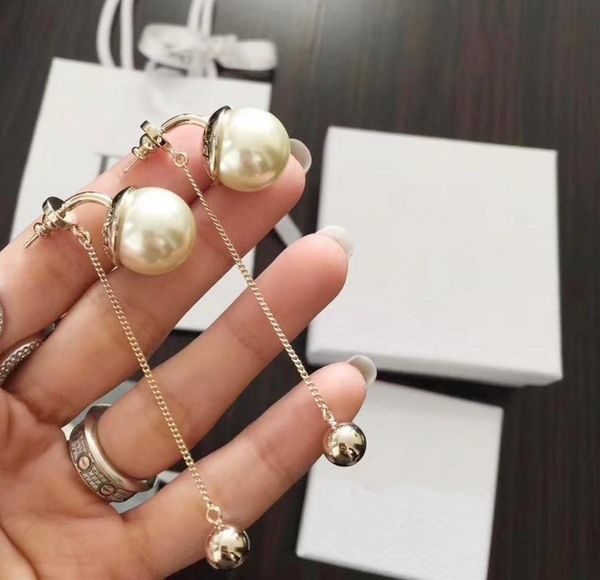 

new size pearl fashion long pendant designer earrings luxury designer jewelry women earrings, Golden