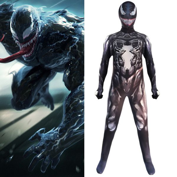 

new fancy halloween uniform cosplay designer mens jumpsuit for halloween venom role-playing suits movie character venom mens clothing, Black;red
