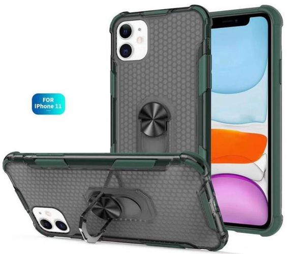 

finger ring holder case magnetic car kickstand phone case transparent hybrid armor cover for iphone 11 pro max 7 8 samsung note10