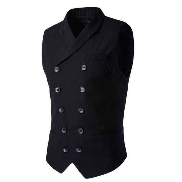 

fashion double-breasted vest men's solid color casual vest dropship sell discount business cotton clothes plus size 5xl, Black;white