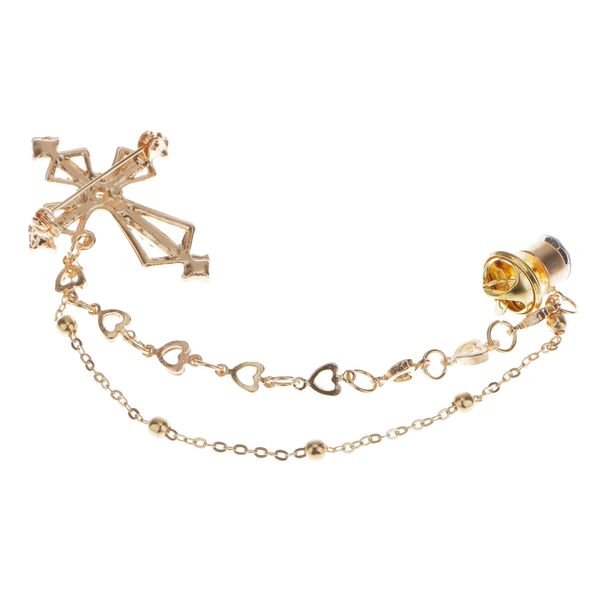 

crystal cross tip chain tassels collar pins brooch jewelry gift gold, Gray