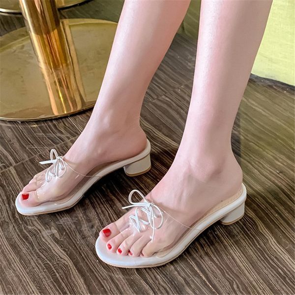 

pxelena новый женский пляж вьетнамки прозрачный пвх слайды med heels lady 2020 летняя тапочки открытый узелок большой размер 34-45 t200618, Black