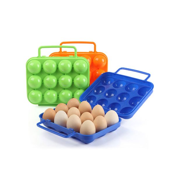 

1pc plastic 12 grids portable camping picnic barbecue outdoor egg box convenient kitchen egg storage boxes