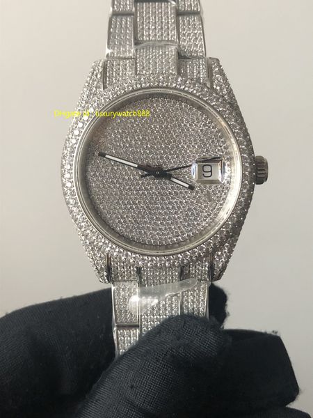 

роскошные мужские часы дизайнер часы eta 2824 автоматические наручные часы серебро полный алмаз сапфир диаметр 40 мм высокое качество швейца, Slivery;brown