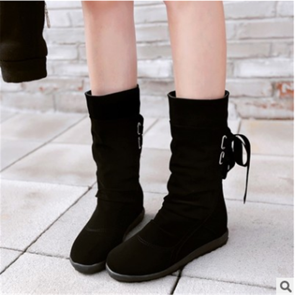 

mid length boots with bow tie and increased warmth in winter, Black