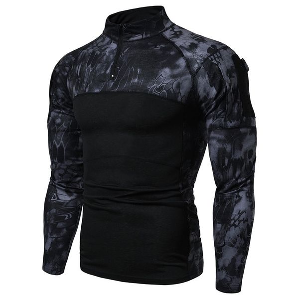 

mens military tactical shirt camouflage ranger army combat shirt long sleeve airsoft paintball hunting t shirt war game clothing outdoor t-s, Gray;blue