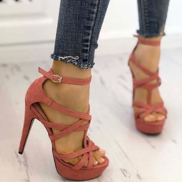 

kolnoo new classic womens high heel sandals platform summer office shoes buckle strap party prom fashion dress dating shoes d089, Black