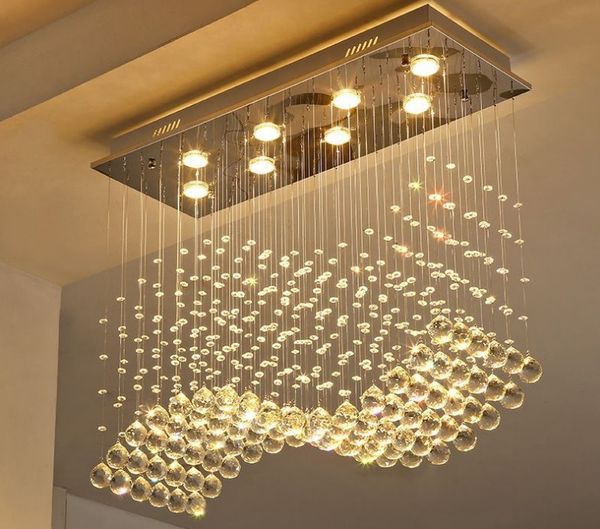 

K9 cry tal chandelier led chrome fini hed light wave art decor modern u pen ion lighting hotel villa hanging lamp llfa