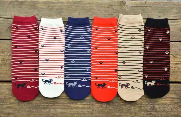 

полосатые носки для женщин роскоши дизайнера кошачьих полос хлопка высоких носков спортивного зала работает лыжная случайный мультфильм крас, Black;white