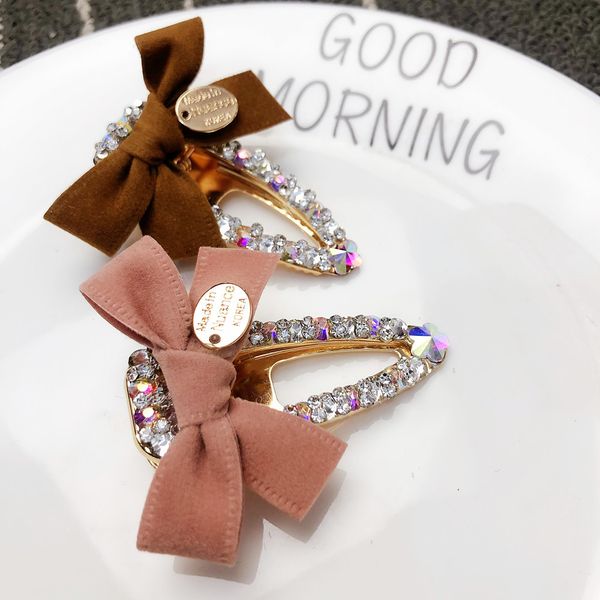 

new fashion shining rhinestone pentagram drop duckbill clip for women girls sweet lady tipper clip big bow jewelry gifts