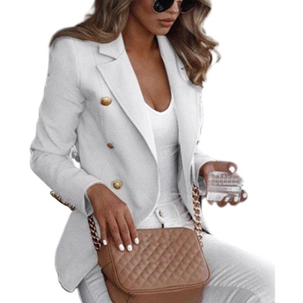

womens plus size long sleeve open front blazer double breasted solid color thin jacket notched lapel collar formal coat s-5xl, White;black