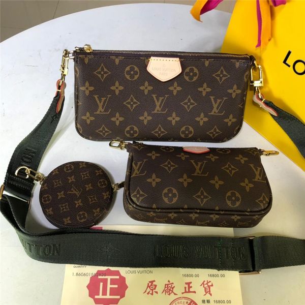 

Exclu ive fa hion handbag for ladie exquii ite craft genuine leather tote three piece et elegant plaid printed female pur e 68118