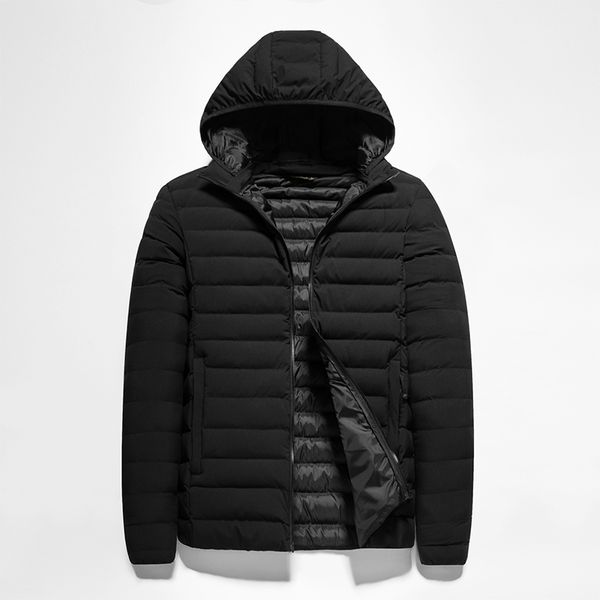 

long casual men coat winter clothes cotton clothing, Black