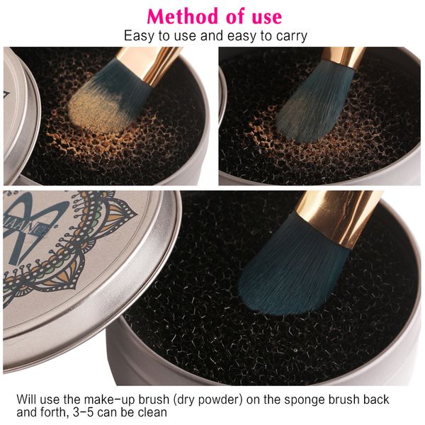 

new arriving makeup brushes clean sponge makeup tools clean mini pocket size portable brushes with metal case fm0993