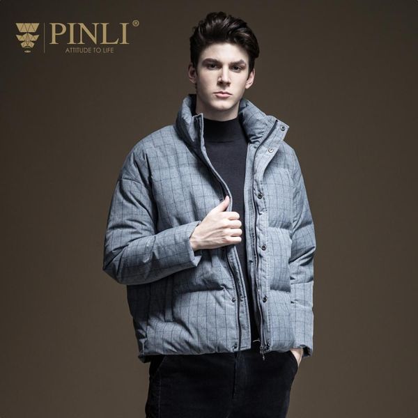 

sobretudo direct selling pinli new men's plaid stand collar casual down jacket trend in 2019 winter b194108135, Black