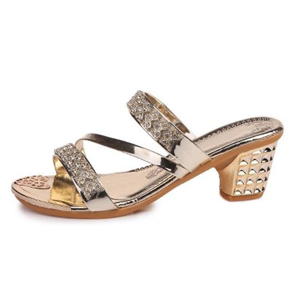 

2020 summer women squre peep toe ladies shoes brand high heel sandals gold heels 7cm big size zh2971 y200323, Black