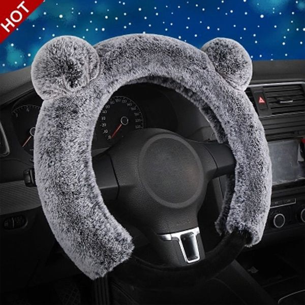 

winter cartoon steering wheel cover plush car steering-wheel covers auto wheels case universal size m 38cm car accessories