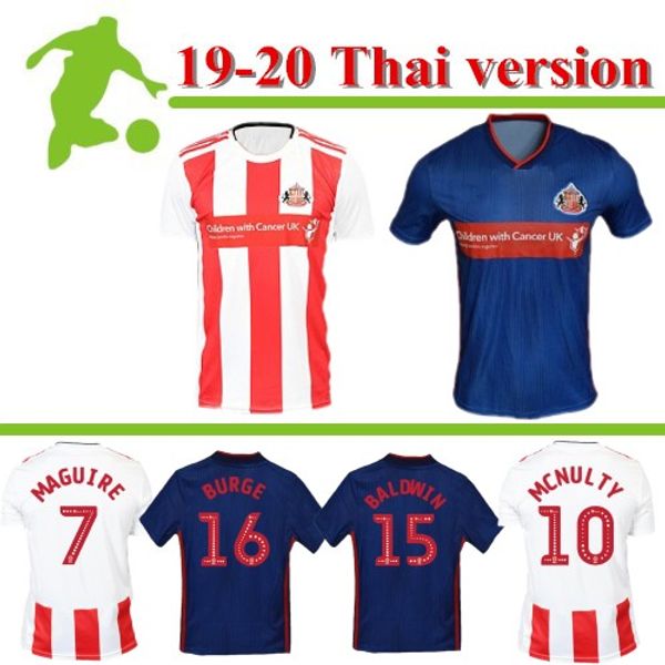 

2019 2020 sunderland home soccer jersey 19/20 sunderland away blue #9 borini #11grabban soccer shirt #12 mika #18 defoe football uniform, Black;yellow