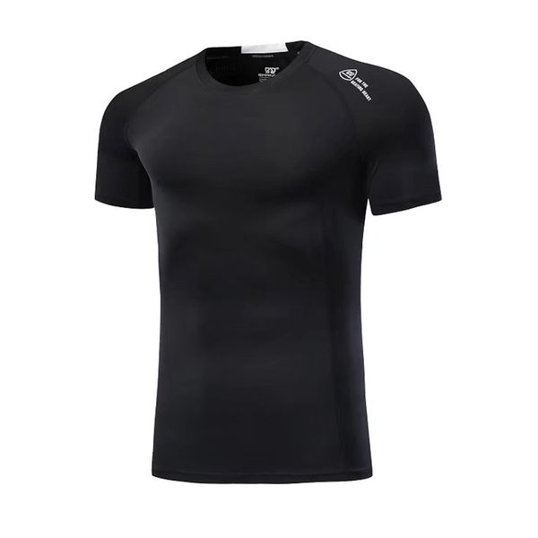 

2018 new brand men gym running t shirts compression short sleeve man bodybuilding training tights sport shirt jogging spandex, Black;blue