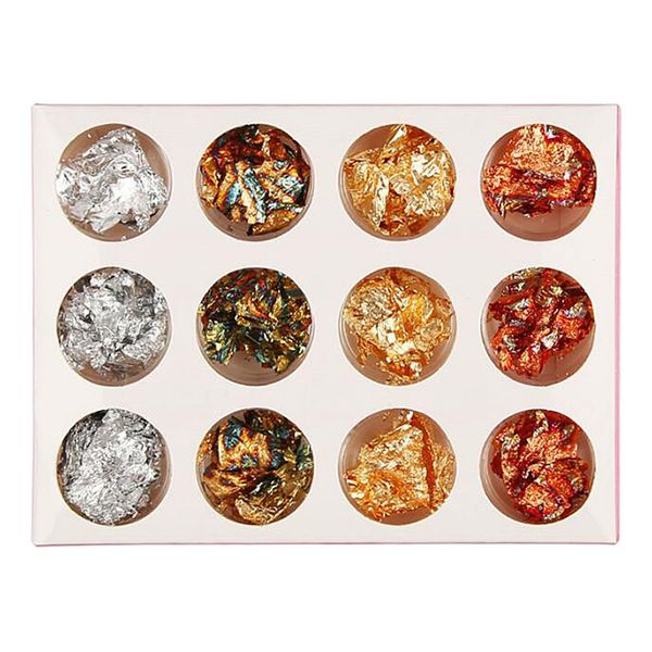 

12color nail art foil sticker gold sliver 3d