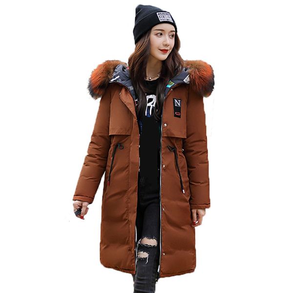 

ladies warm thicken winter jacket women hooded long both two sides female parkas women winter jacket down cotton padded coat, Tan;black
