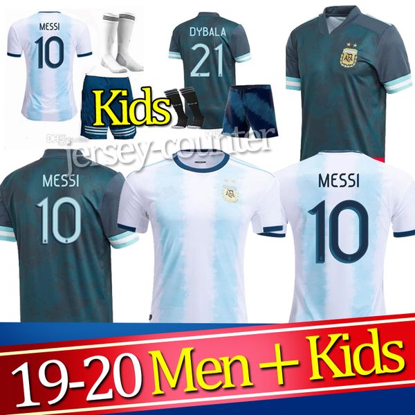 

thai argentina soccer jersey copa america 2020 argentina football soccer shirt messi dybala aguero men + kids kit sets uniform, Black;yellow
