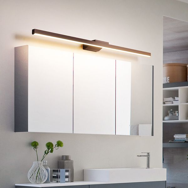 

awsiaiton brown modern led mirror lights 0.4m~1.2m wall lamp bathroom bedroom headboard wall sconce lampe deco anti-fog