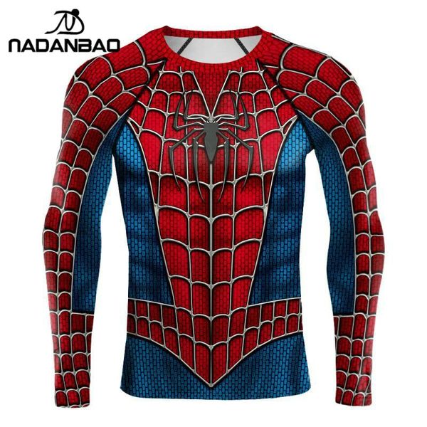 

nadanbao raglan sleeves outdoor camping spider amazing man 3d printed compression shirt superhero cosplay costume long sleeve, White;red