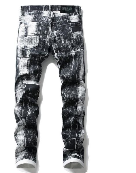 

mens distressed ripped biker jeans slim fit motorcycle biker denim for men fashion hip hop mens jeans good quality, Blue