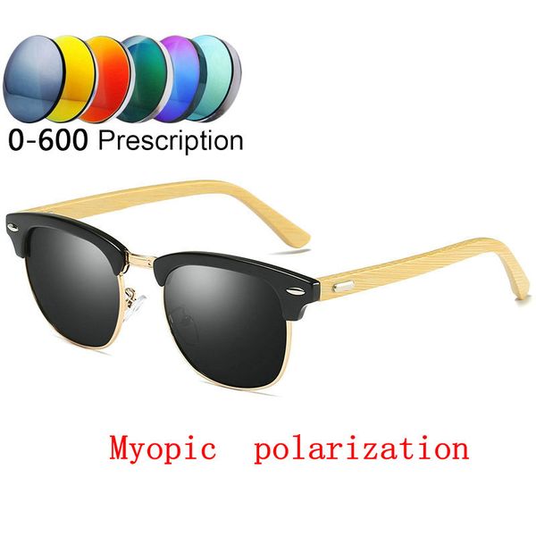 

square custom made myopia minus prescription polarized lens wood polarized sunglasses black mirror coating anti-wind goggle fml, White;black