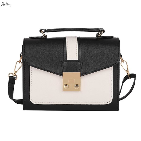 

flap ladies fashion simple versatile solid fashion women hit color shoulder messenger satchel tote crossbody bag