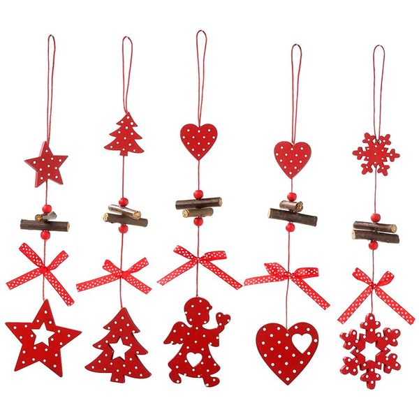 

wooden star love heart angel xmas tree snowflake pendant christmas hanging decor