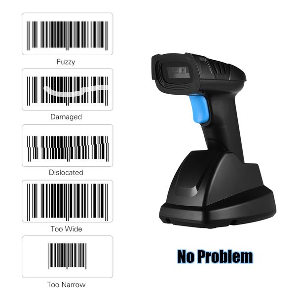 

aibecy 1d 2d qr беспроводной сканер штрих-кода считыватель штрих-кода с usb-подставкой приемник зарядная база 100 м дальность передачи