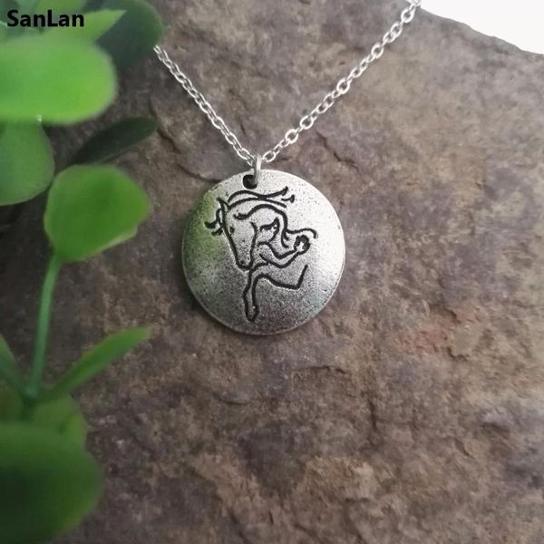 

sanlan beautiful a girl hug a horse necklace horse jewelry for lover, Silver
