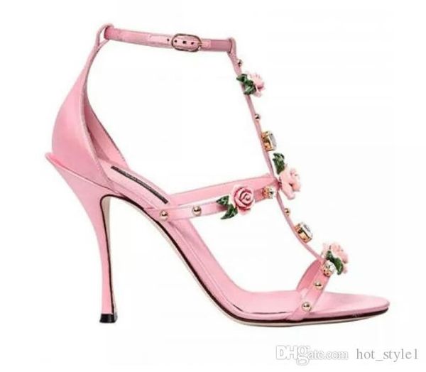 

new style women fashion flower show rivet rhinestone high heel sandals girls elegent shallow mouth super high heel sandals ing, Black