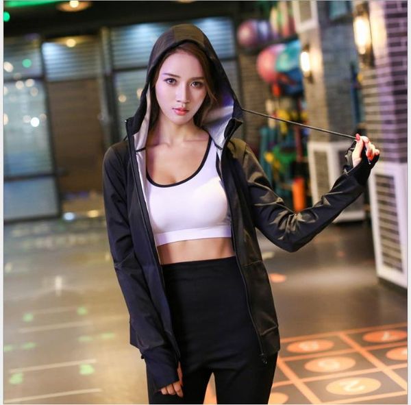 

sweaty suit sweaty suit women's running fitness exercise loose two-piece jacket, White;black