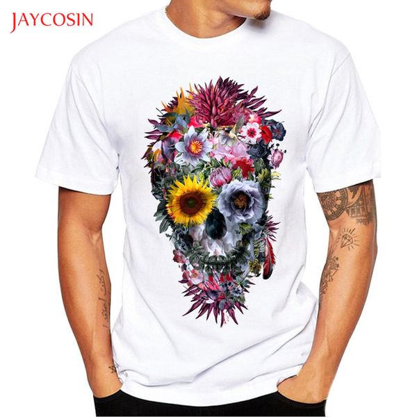 

jaycosin clothes men cartoon print t-shirt boys summer short sleeve casual o-neck t shirt blouse men skull print blouse, White;black