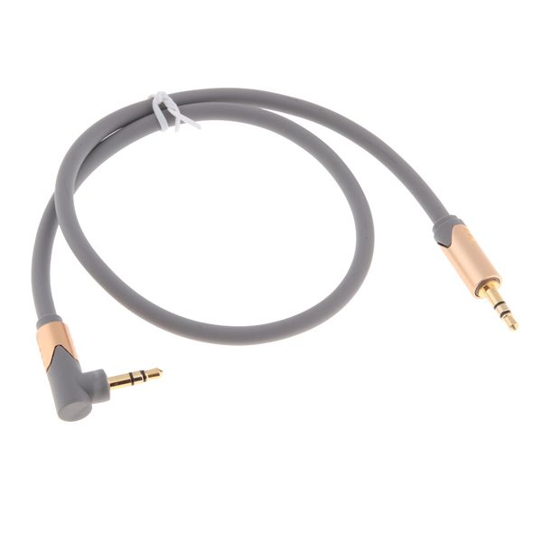 

gold plated 3.5mm male to male stereo audio aux cable gray