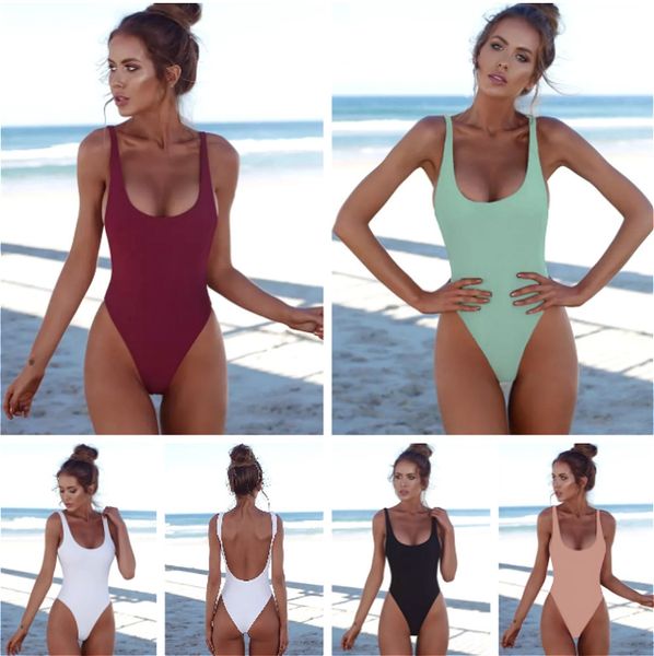 

backless high swimsuit bikini fork color bikini one-piece swimsuit women's high fork backless large quantity, White;black