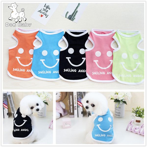 

pet dog summer vest clothes small dog printed face cool clothing light color shirt for puppy chihuahua