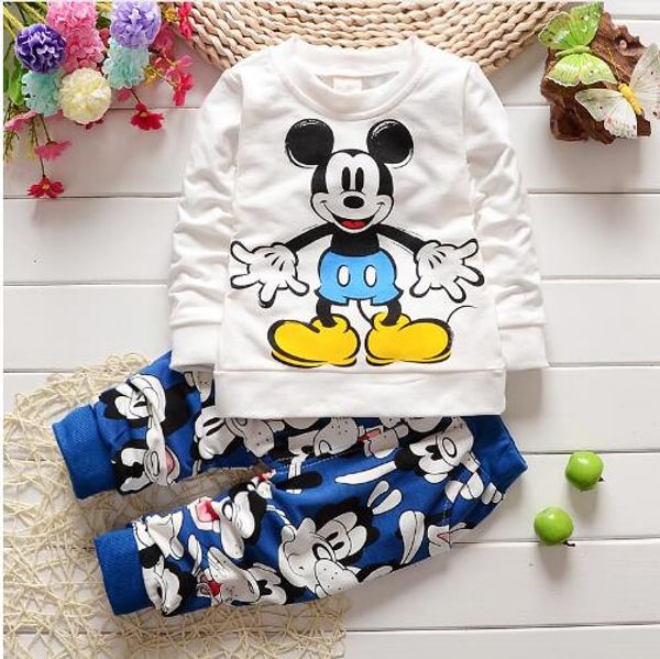 

new spring autumn children boys girls clothing kids brand cartoon fashion leisure sports jacket and pants 2 pcs sets tracksuits, White