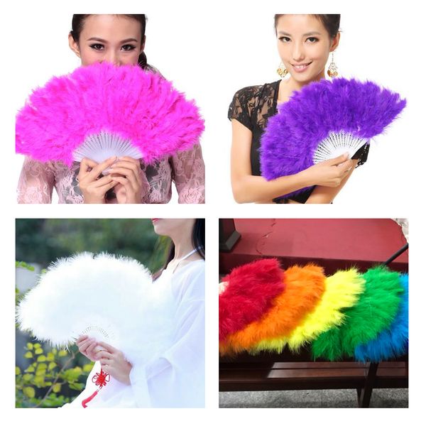 

wituse fluffy soft feather costume hand folding fan dance party pocket gifts wedding colorful dropshipping party supplies