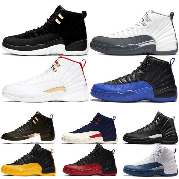 

new style 12 dark grey 12s men basketball shoes game royal reverse taxi black mens trainers sports sneakers size 7-13