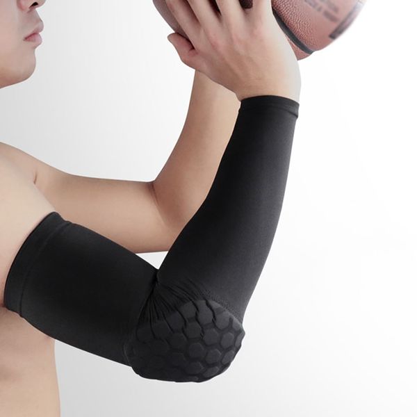 

1pc arm sleeve elbow support basketball arm sleeve breathable football safety sport elbow pad brace protector, Black;gray