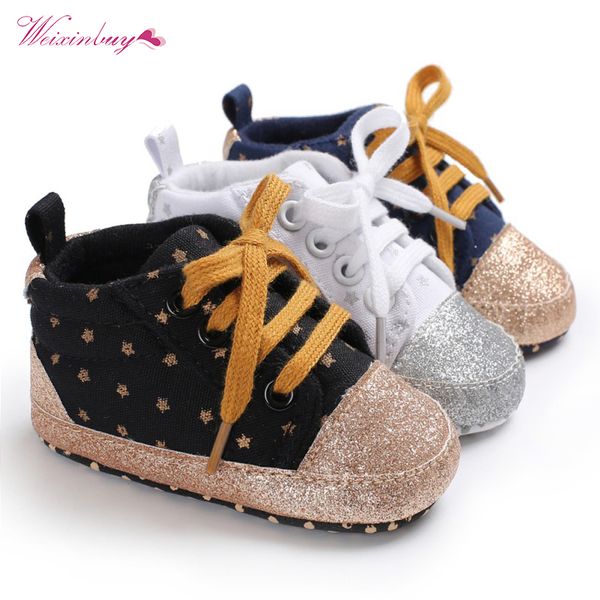 

новый холст классические спорт кроссовки новорожденный ребенок мальчики обувь первые ходоки малышей мягкие подошва противоскользящим детская