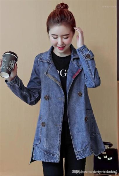 

пальто осени с длинным рукавом отворот шеи женские верхняя одежда повседневная однобортное свободное женское пальто джинсовые женские транше, Tan;black