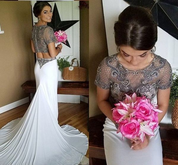 

2019 bling beading crystal evening gowns formal dress with sleeves 2 pieces scoop hollow back mermaid prom dress formal party dress long, Black;red